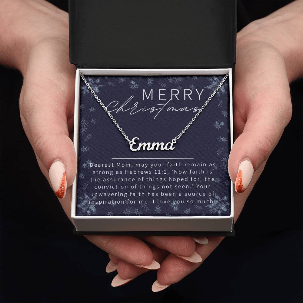 Personalised Name Necklace For Mom ~Hebrews 11:1~ (Horizontal)