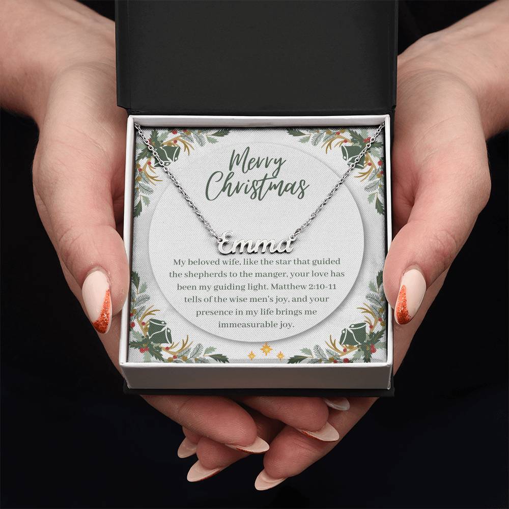 Personalised Name Necklace For Wife ~Matthew 2:10-11~ (Horizontal)