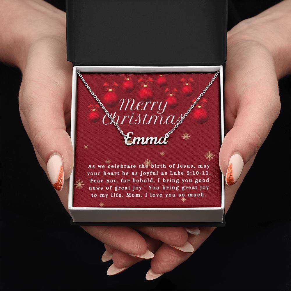 Personalised Name Necklace For Mom ~Luke 2:10-11~ (Horizontal)
