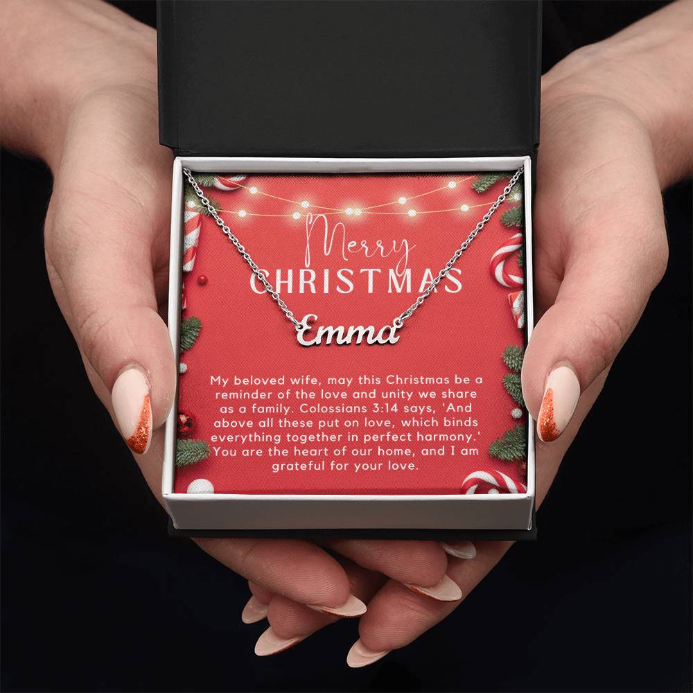 Personalised Name Necklace For Wife ~Colossians 3:14~ (Horizontal)