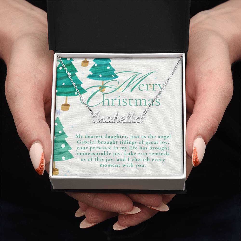 Personalised Name Necklace For Daughter ~Luke 2:10~ (Horizontal)