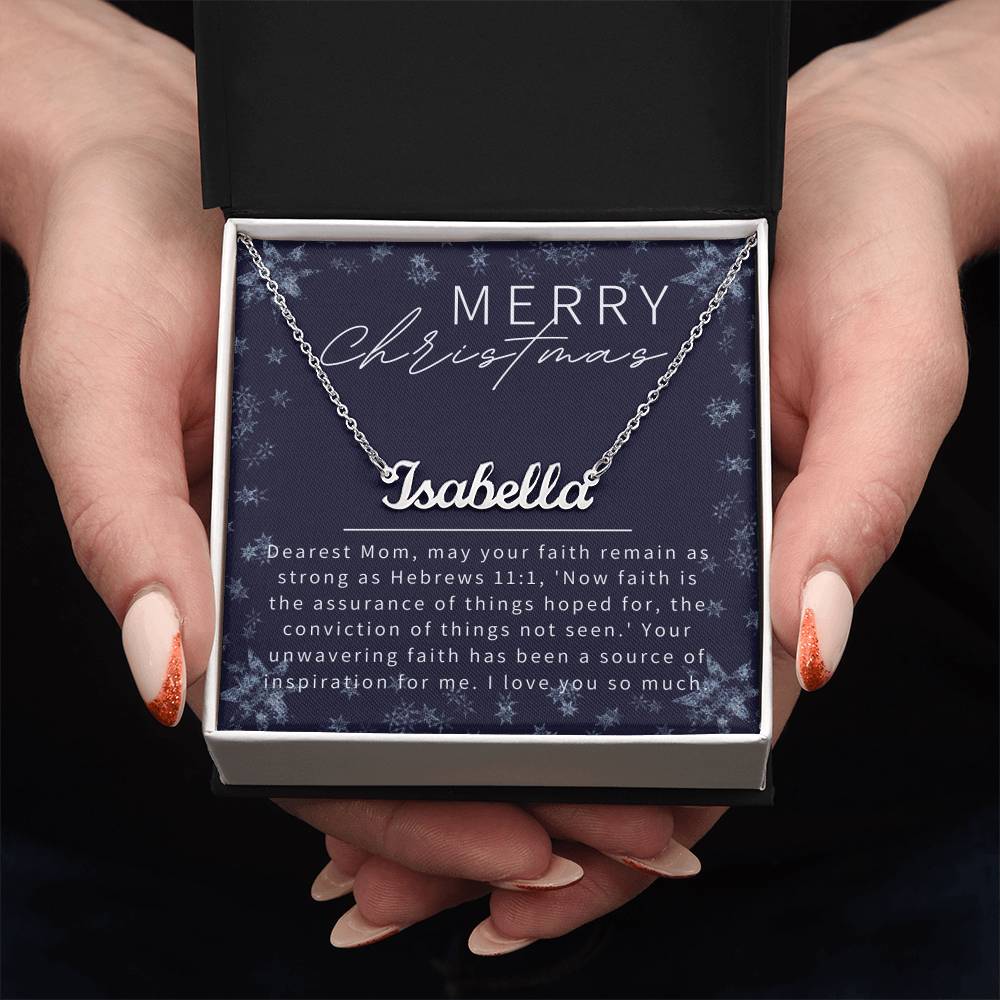 Personalised Name Necklace For Mom ~Hebrews 11:1~ (Horizontal)