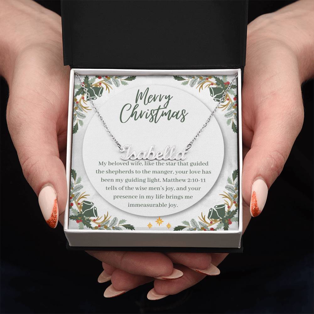 Personalised Name Necklace For Wife ~Matthew 2:10-11~ (Horizontal)