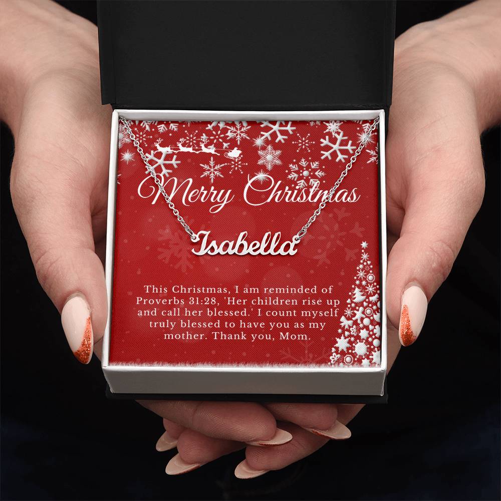 Personalised Name Necklace For Mom ~Proverbs 31:28~ (Horizontal)