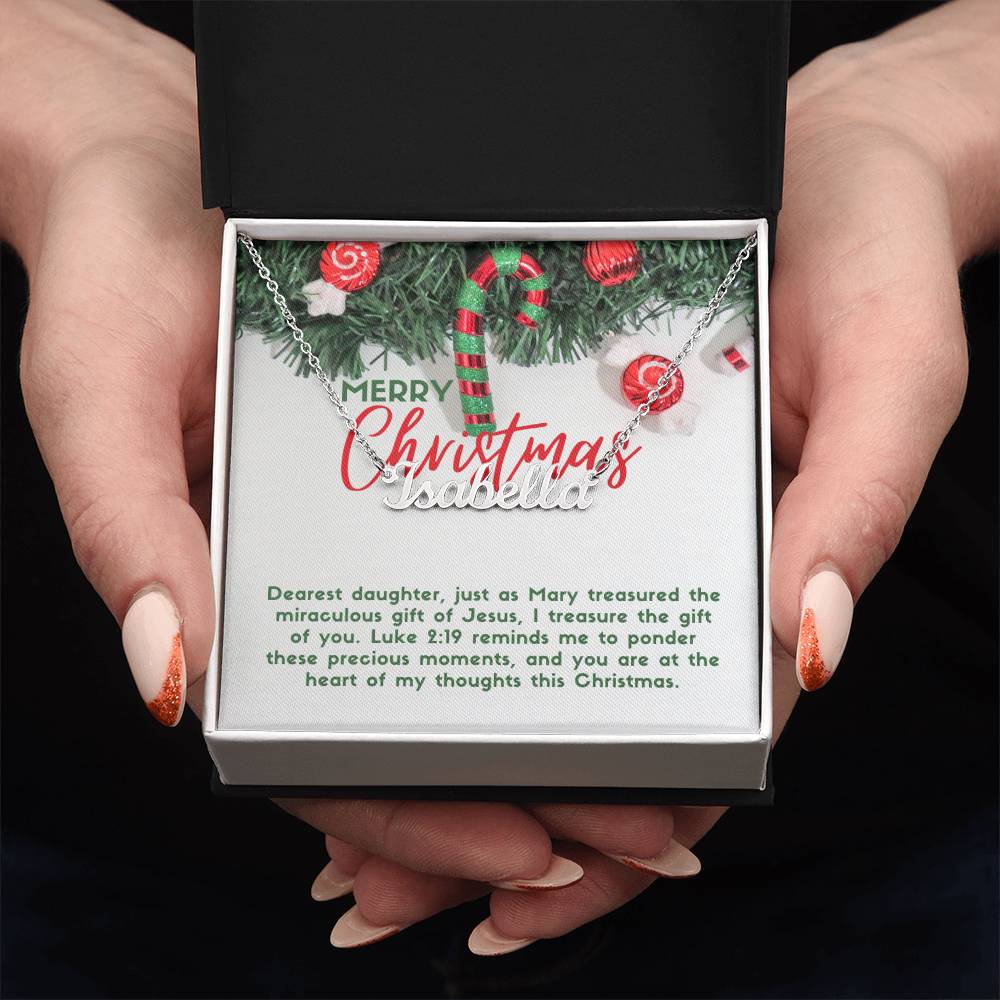 Personalised Name Necklace For Daughter ~Luke 2:19~ (Horizontal)