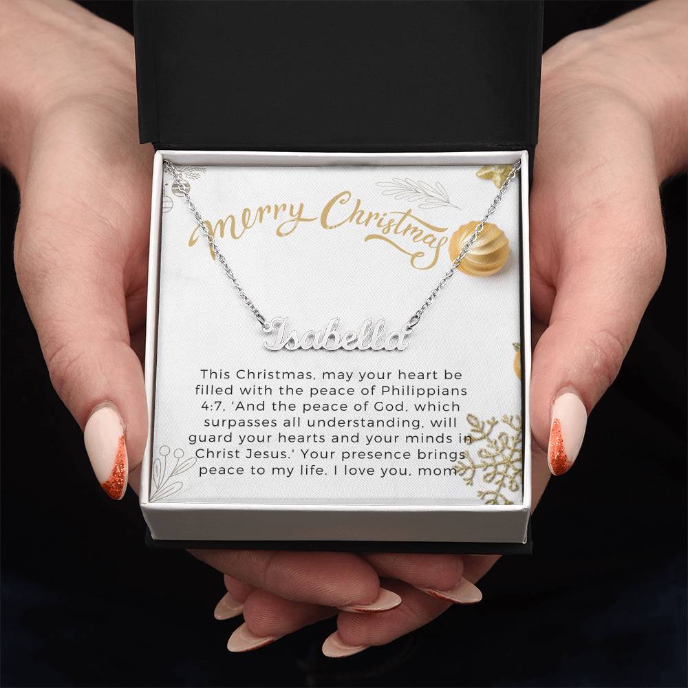 Personalised Name Necklace For Mom ~Philippians 4:7~ (Horizontal)