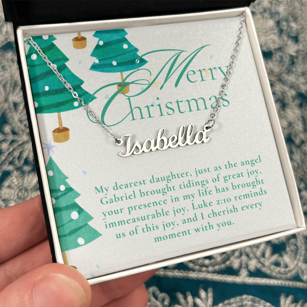 Personalised Name Necklace For Daughter ~Luke 2:10~ (Horizontal)