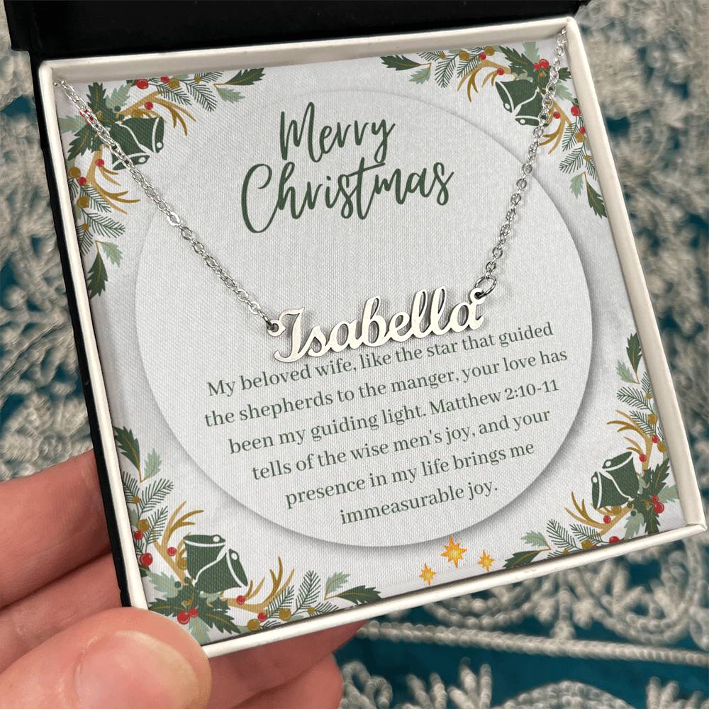 Personalised Name Necklace For Wife ~Matthew 2:10-11~ (Horizontal)