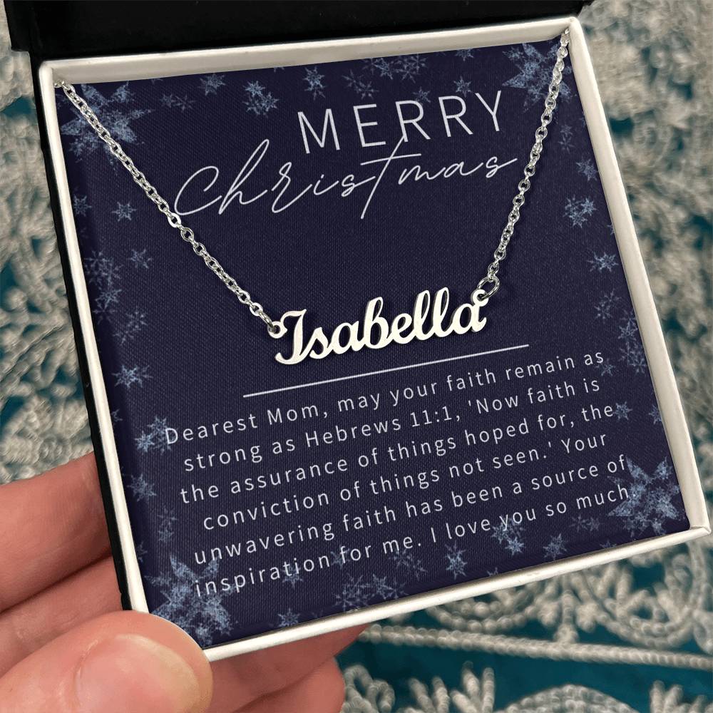 Personalised Name Necklace For Mom ~Hebrews 11:1~ (Horizontal)