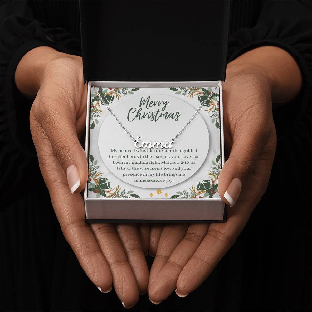 Personalised Name Necklace For Wife ~Matthew 2:10-11~ (Horizontal)