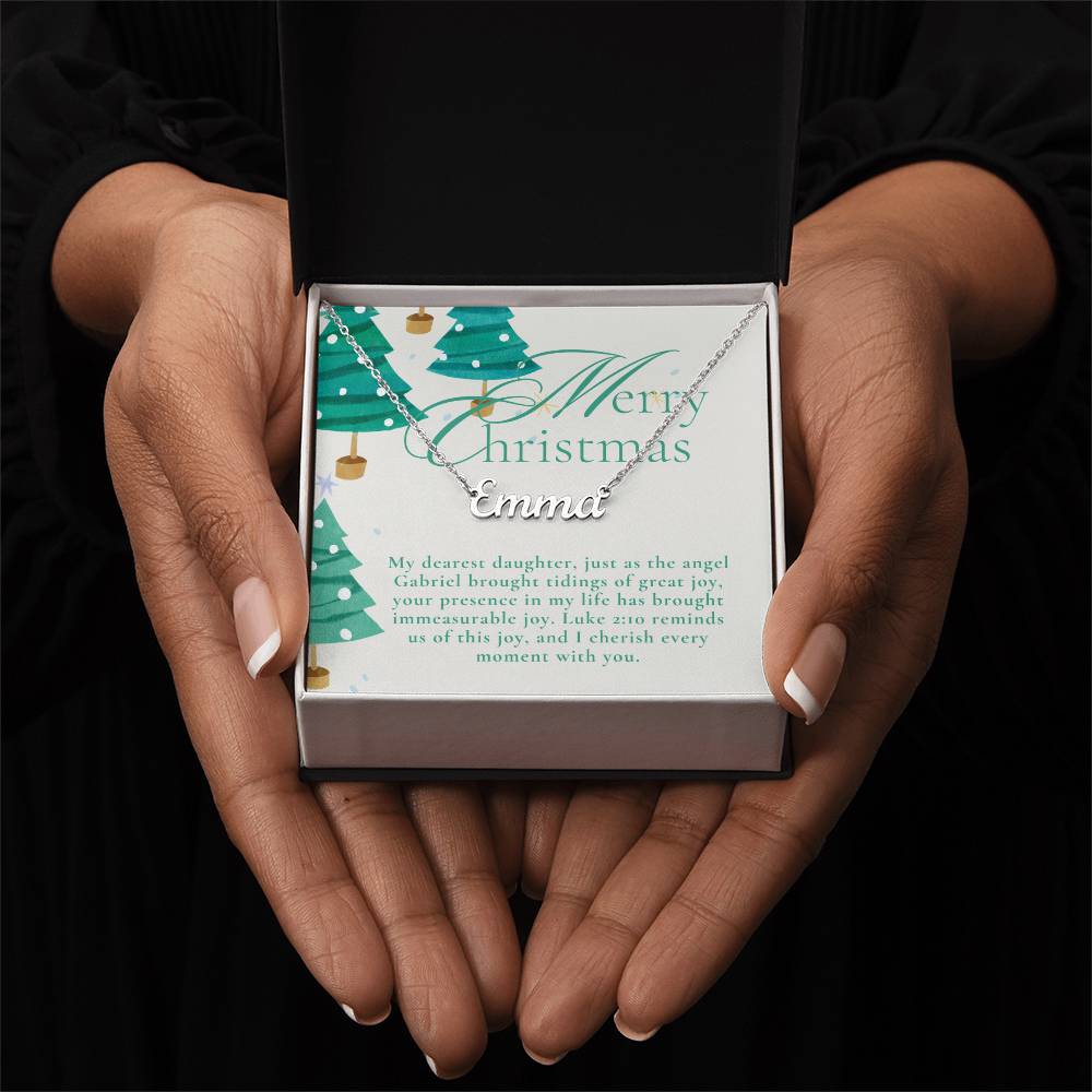 Personalised Name Necklace For Daughter ~Luke 2:10~ (Horizontal)