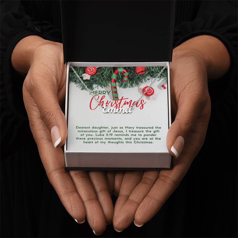 Personalised Name Necklace For Daughter ~Luke 2:19~ (Horizontal)