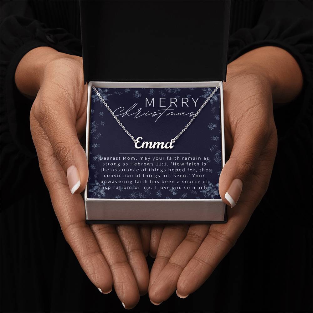 Personalised Name Necklace For Mom ~Hebrews 11:1~ (Horizontal)