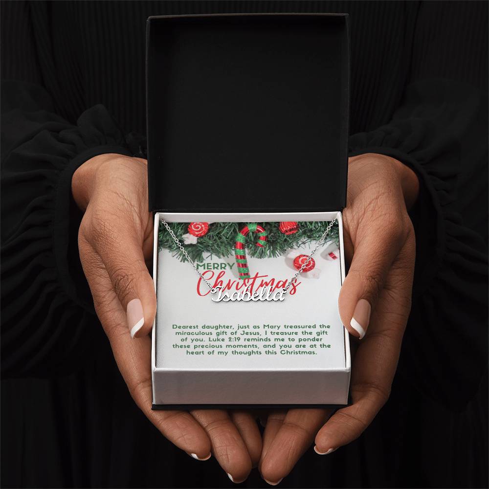 Personalised Name Necklace For Daughter ~Luke 2:19~ (Horizontal)