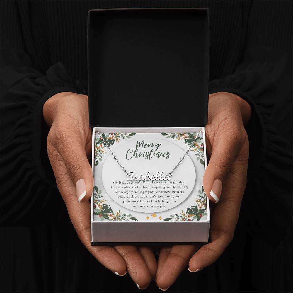 Personalised Name Necklace For Wife ~Matthew 2:10-11~ (Horizontal)