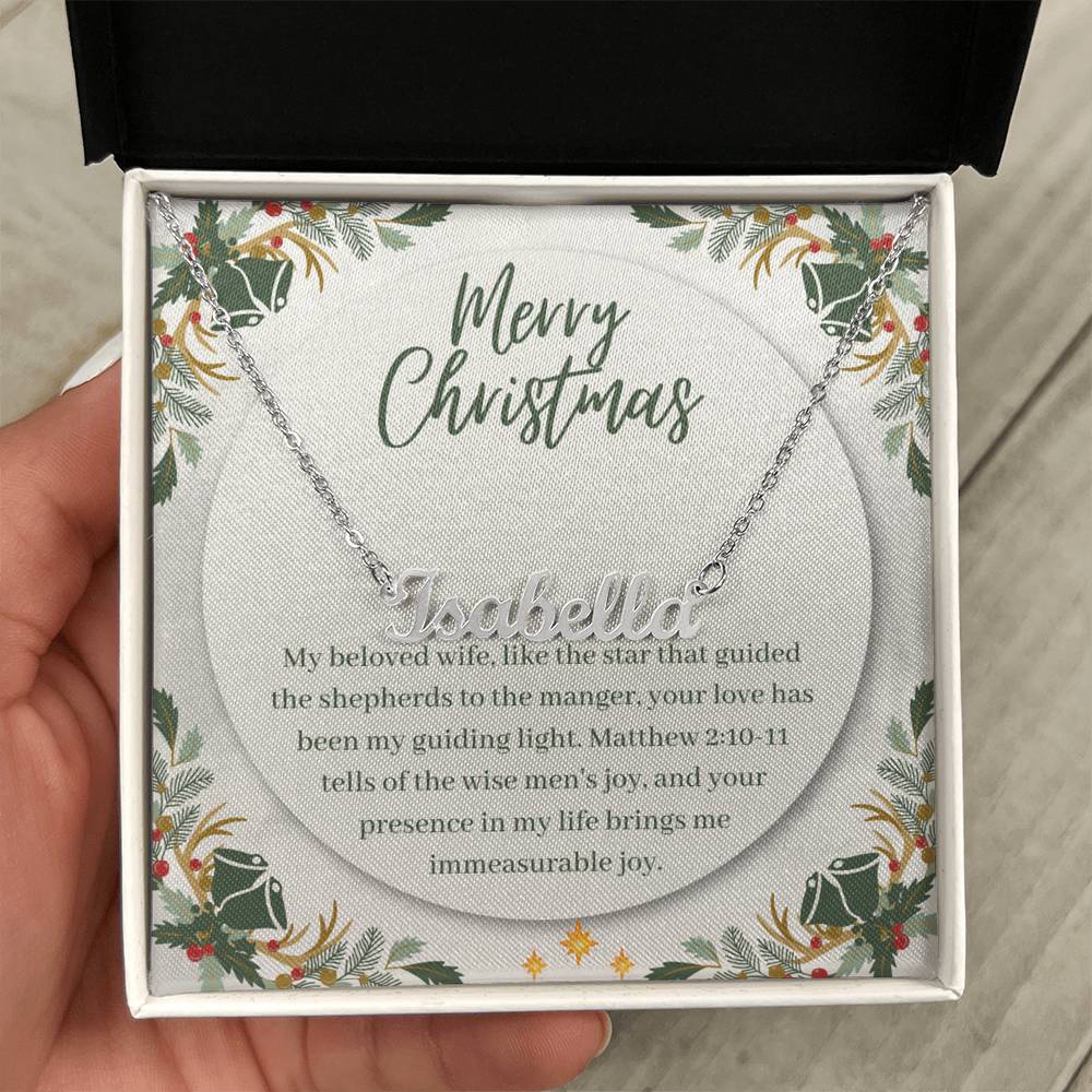 Personalised Name Necklace For Wife ~Matthew 2:10-11~ (Horizontal)