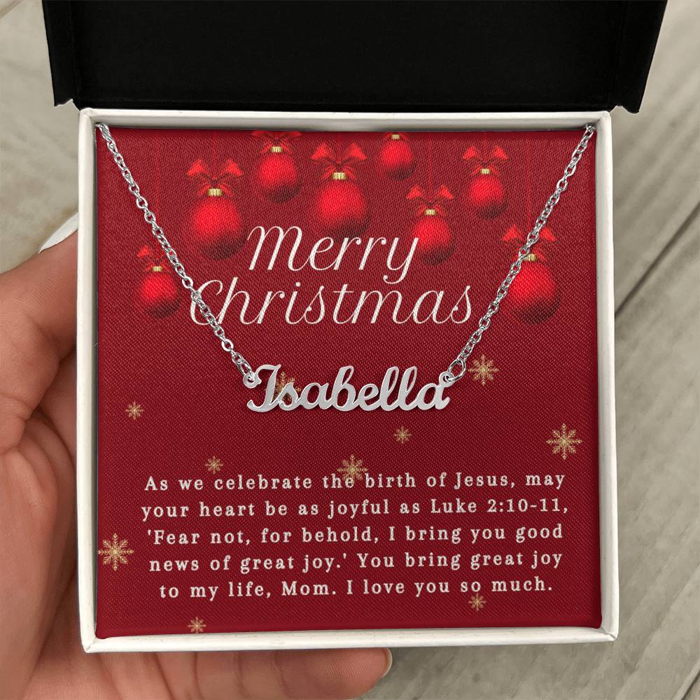 Personalised Name Necklace For Mom ~Luke 2:10-11~ (Horizontal)