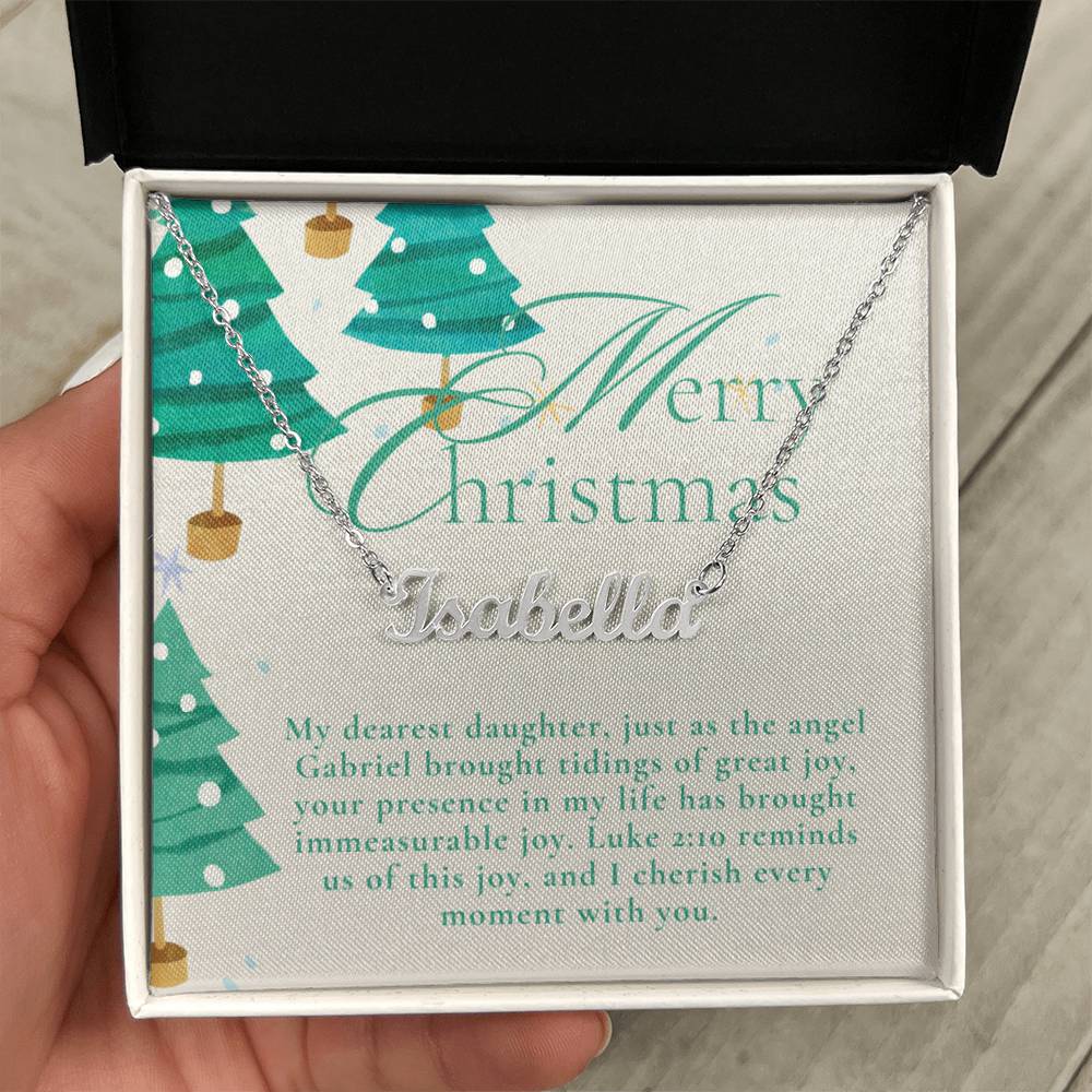 Personalised Name Necklace For Daughter ~Luke 2:10~ (Horizontal)