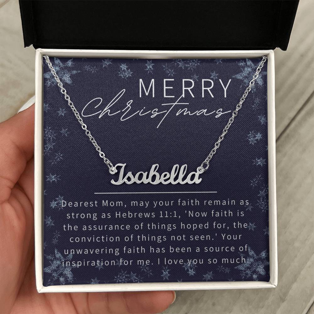 Personalised Name Necklace For Mom ~Hebrews 11:1~ (Horizontal)