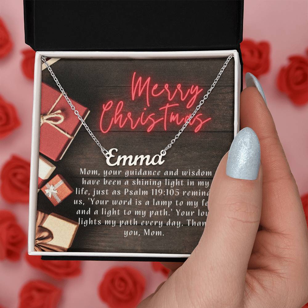Personalised Name Necklace For Mom ~Psalm 119:105~ (Horizontal)