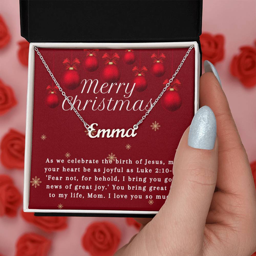 Personalised Name Necklace For Mom ~Luke 2:10-11~ (Horizontal)