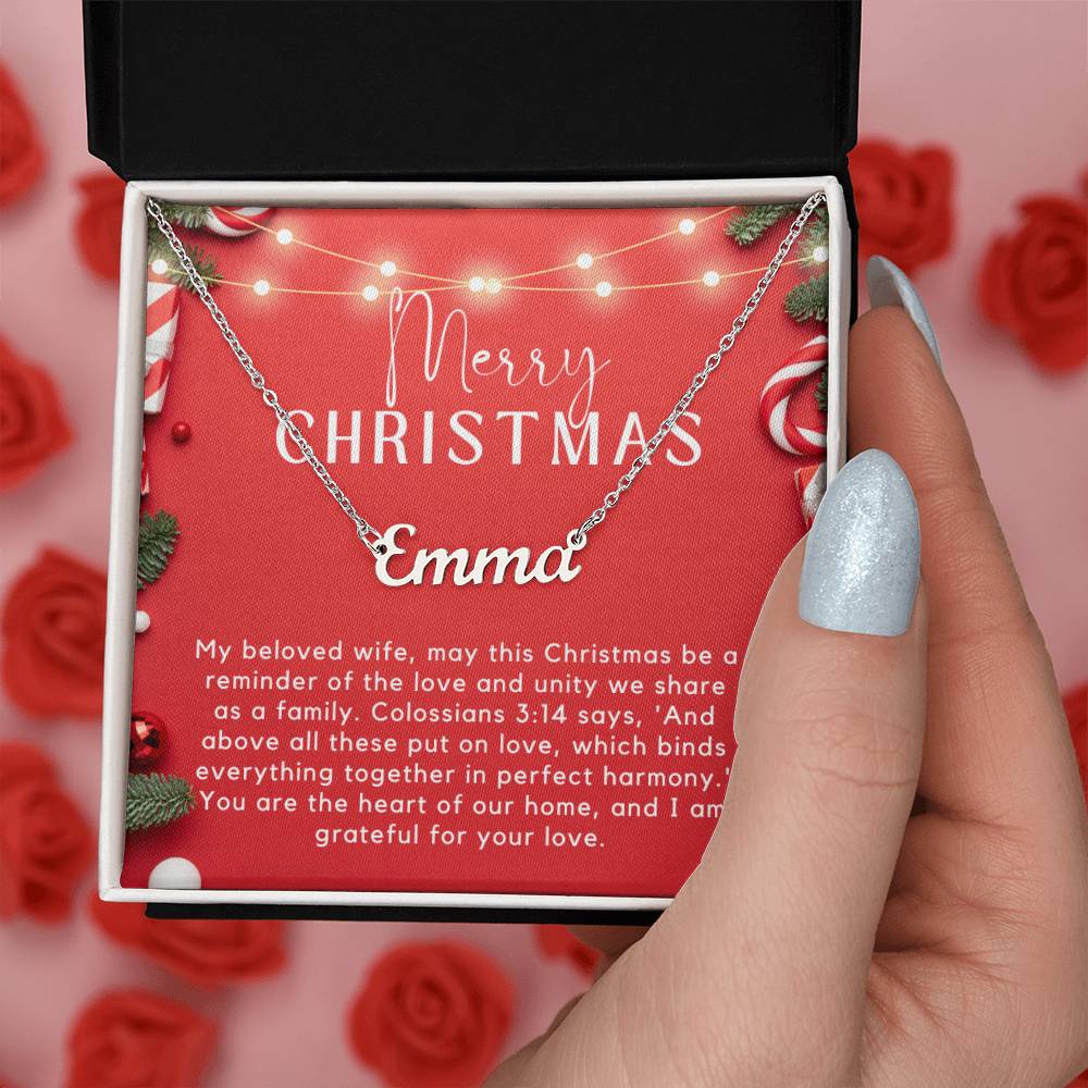 Personalised Name Necklace For Wife ~Colossians 3:14~ (Horizontal)