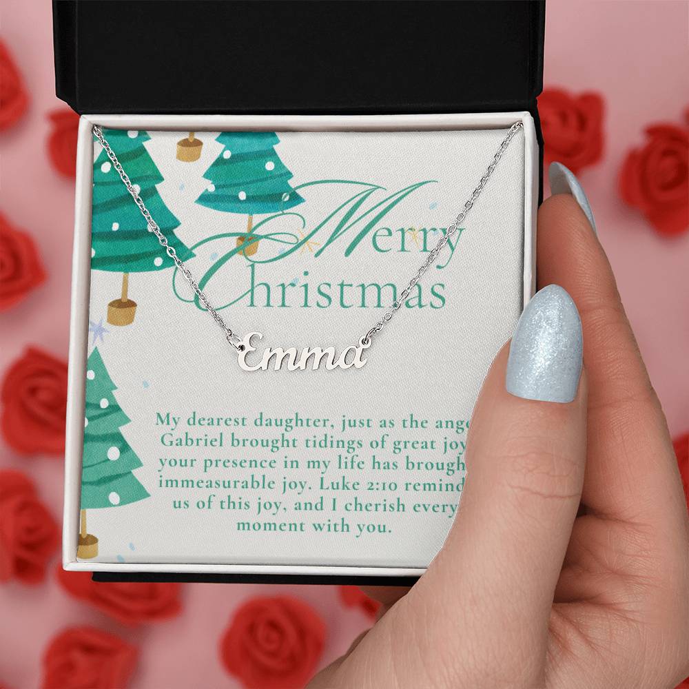 Personalised Name Necklace For Daughter ~Luke 2:10~ (Horizontal)