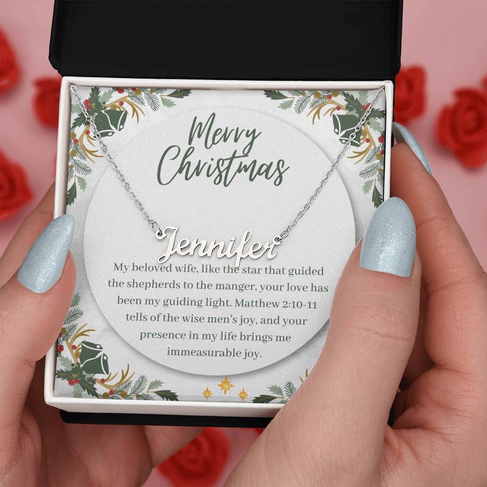 Personalised Name Necklace For Wife ~Matthew 2:10-11~ (Horizontal)