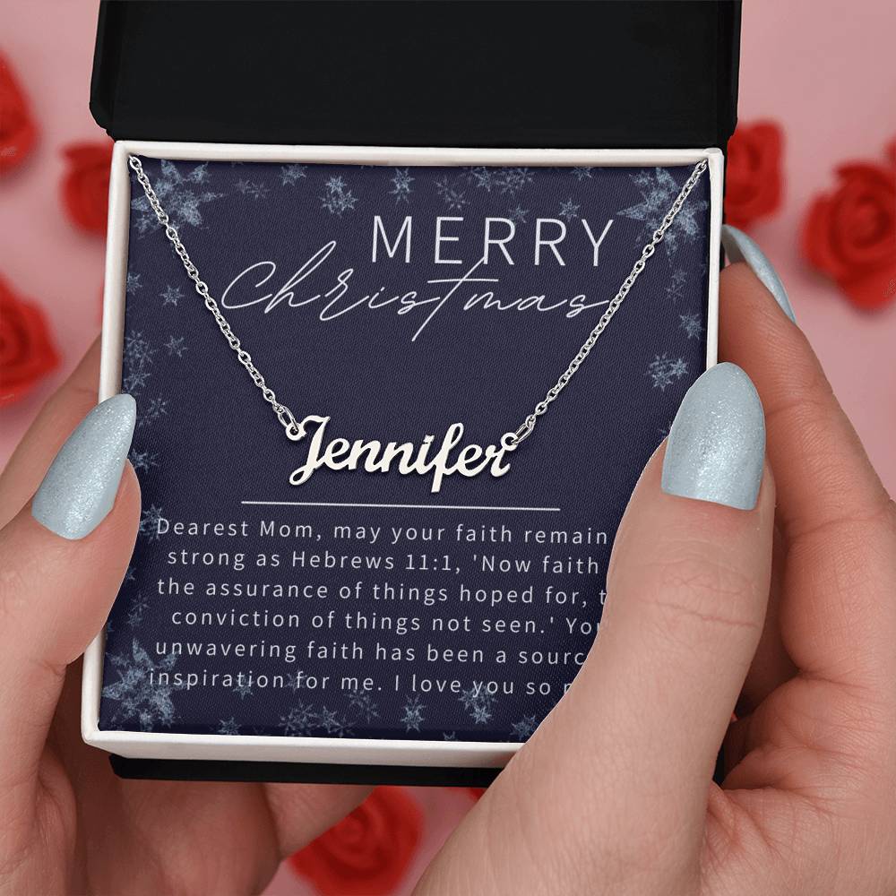 Personalised Name Necklace For Mom ~Hebrews 11:1~ (Horizontal)