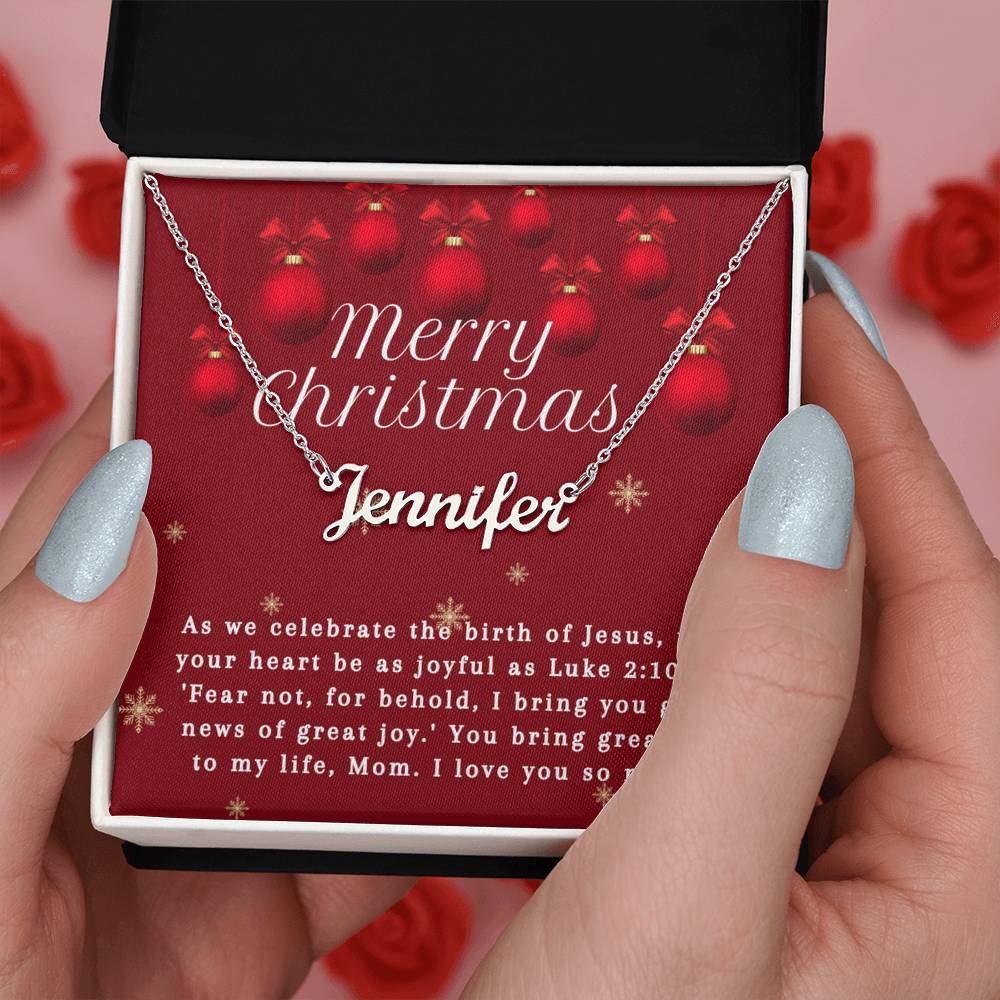 Personalised Name Necklace For Mom ~Luke 2:10-11~ (Horizontal)