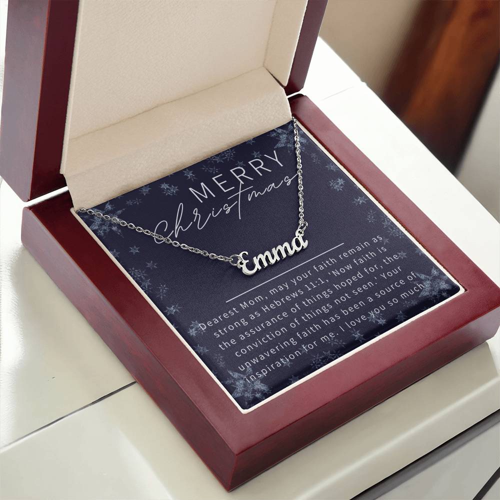 Personalised Name Necklace For Mom ~Hebrews 11:1~ (Horizontal)