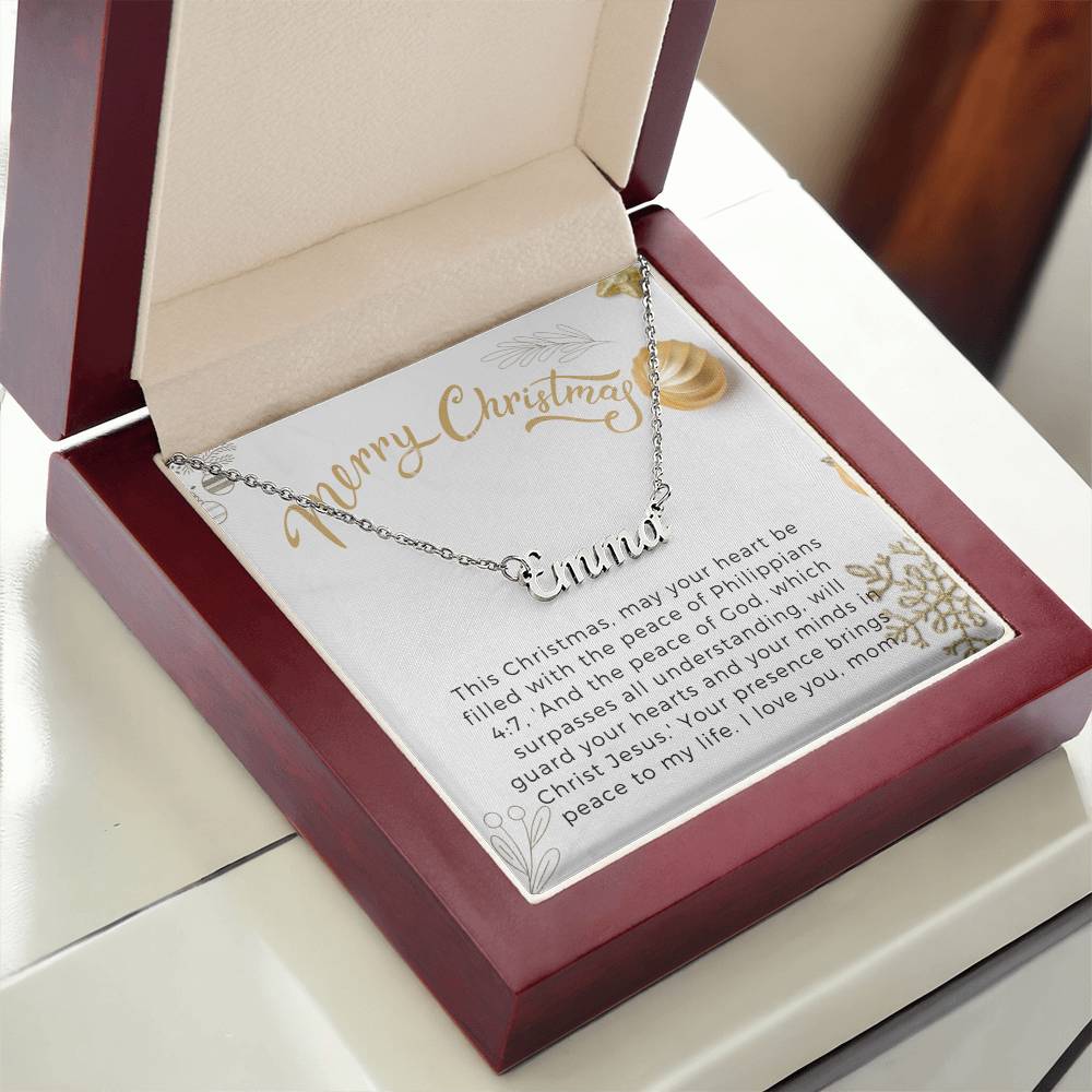 Personalised Name Necklace For Mom ~Philippians 4:7~ (Horizontal)