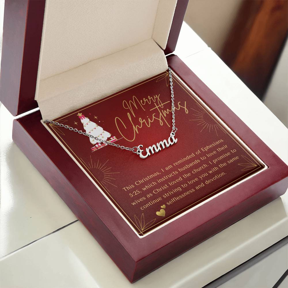 Personalised Name Necklace For Wife ~Ephesians 5:25~ (Horizontal)