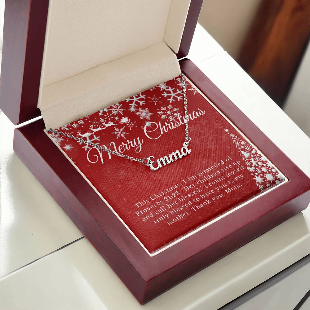 Personalised Name Necklace For Mom ~Proverbs 31:28~ (Horizontal)