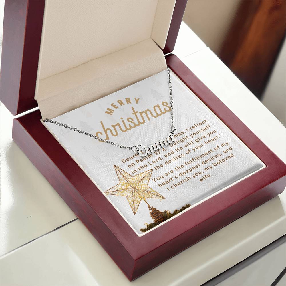 Personalised Name Necklace For Wife ~Matthew 2:10-11~ (Horizontal)