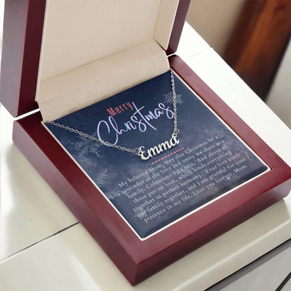 Personalised Name Necklace For Mom ~Colossians 3:14~ (Horizontal)