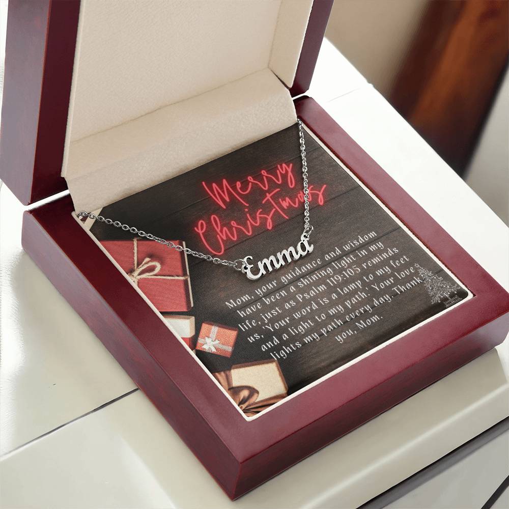 Personalised Name Necklace For Mom ~Psalm 119:105~ (Horizontal)