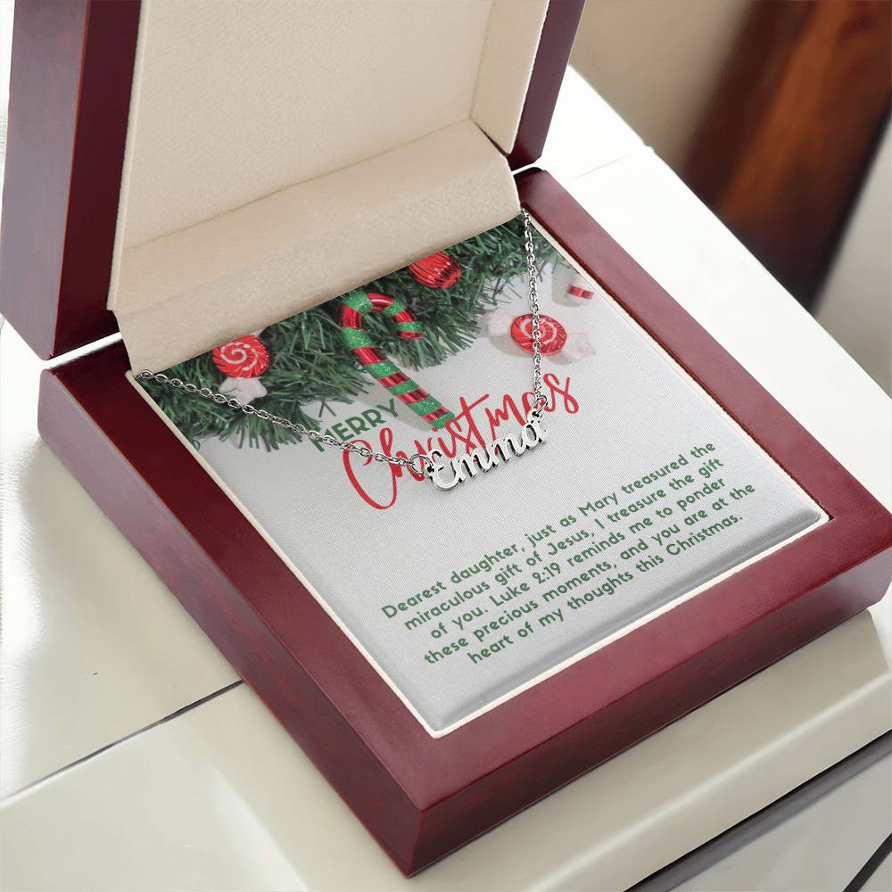 Personalised Name Necklace For Daughter ~Luke 2:19~ (Horizontal)