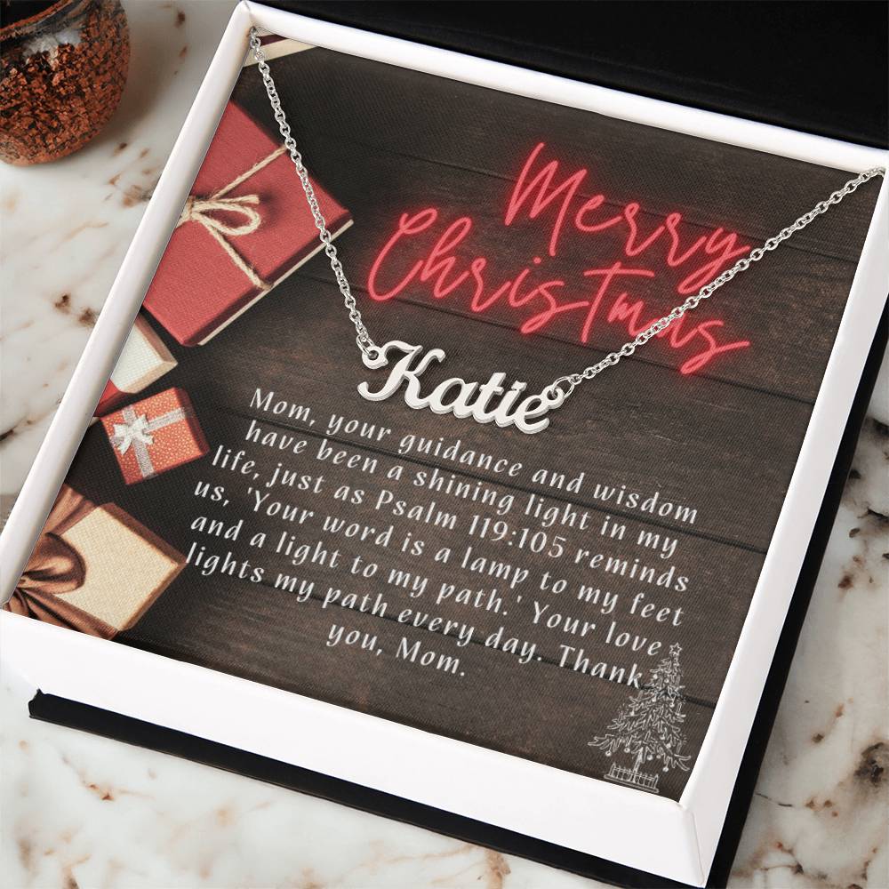Personalised Name Necklace For Mom ~Psalm 119:105~ (Horizontal)