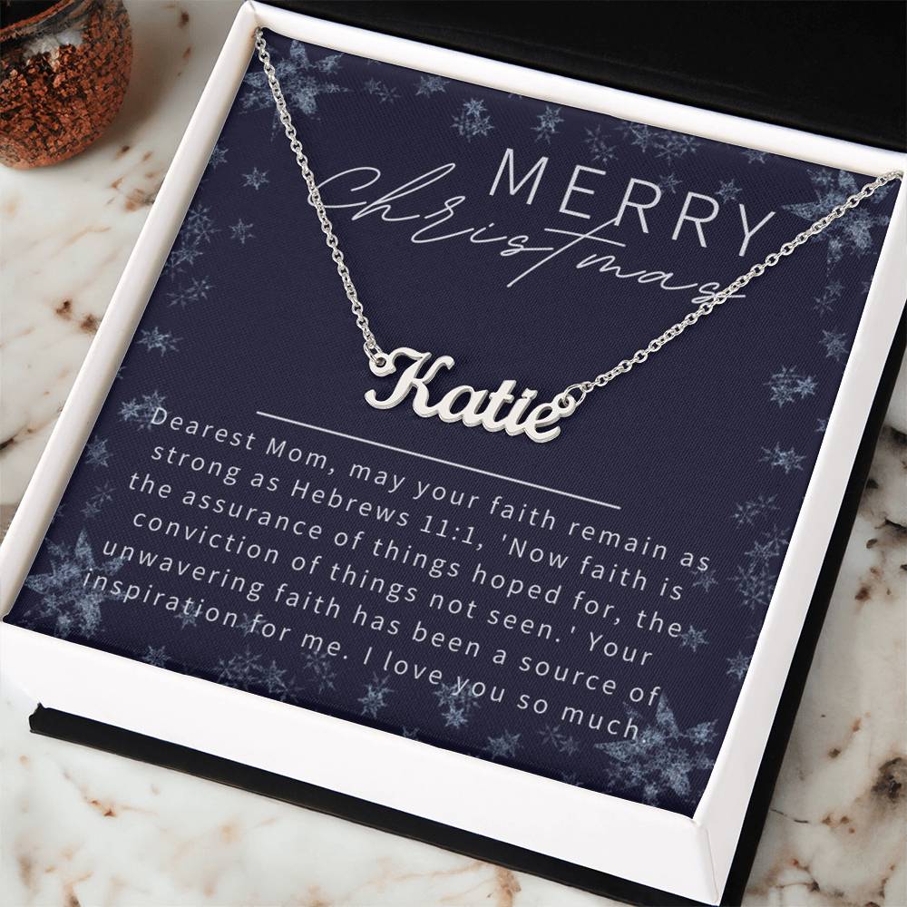 Personalised Name Necklace For Mom ~Hebrews 11:1~ (Horizontal)
