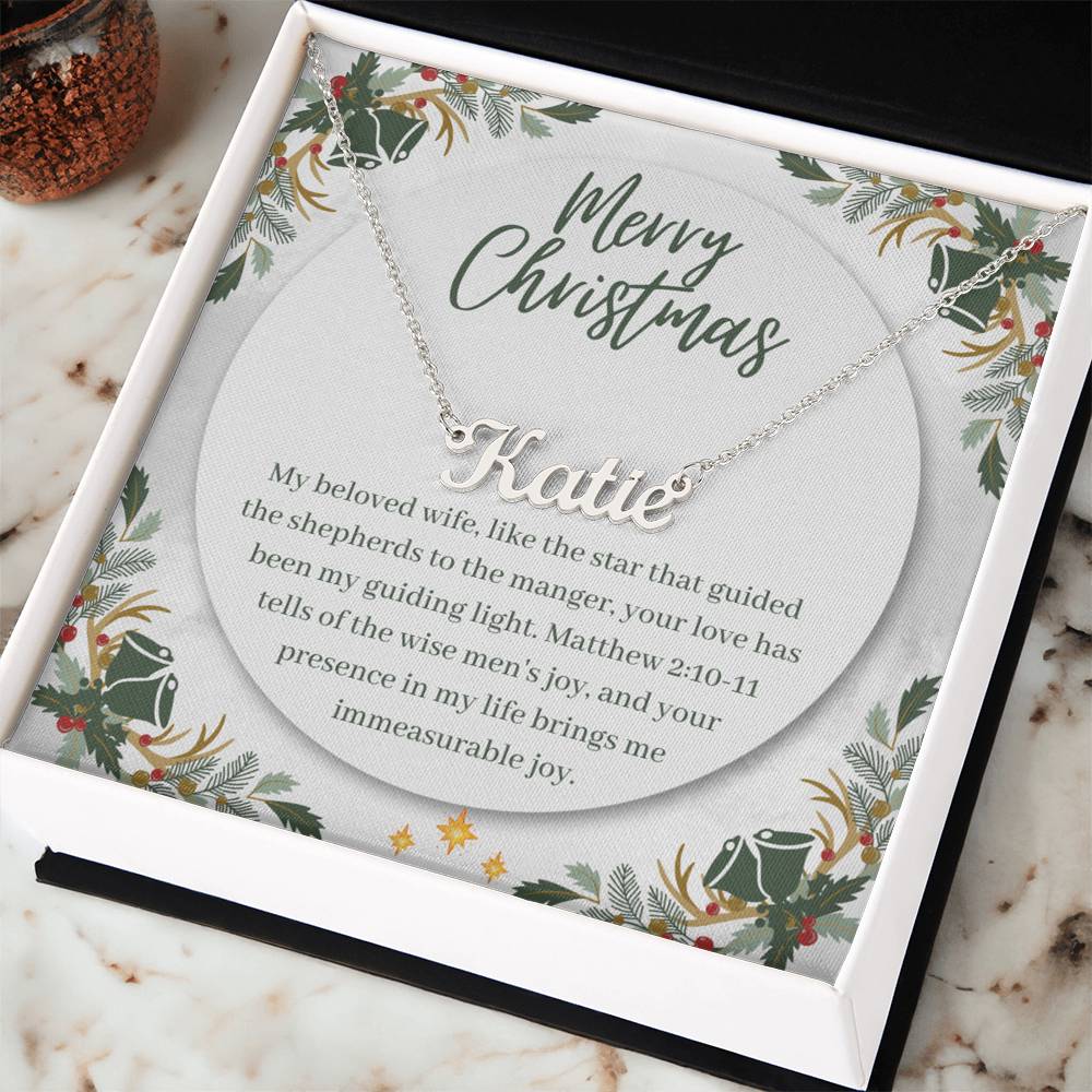 Personalised Name Necklace For Wife ~Matthew 2:10-11~ (Horizontal)