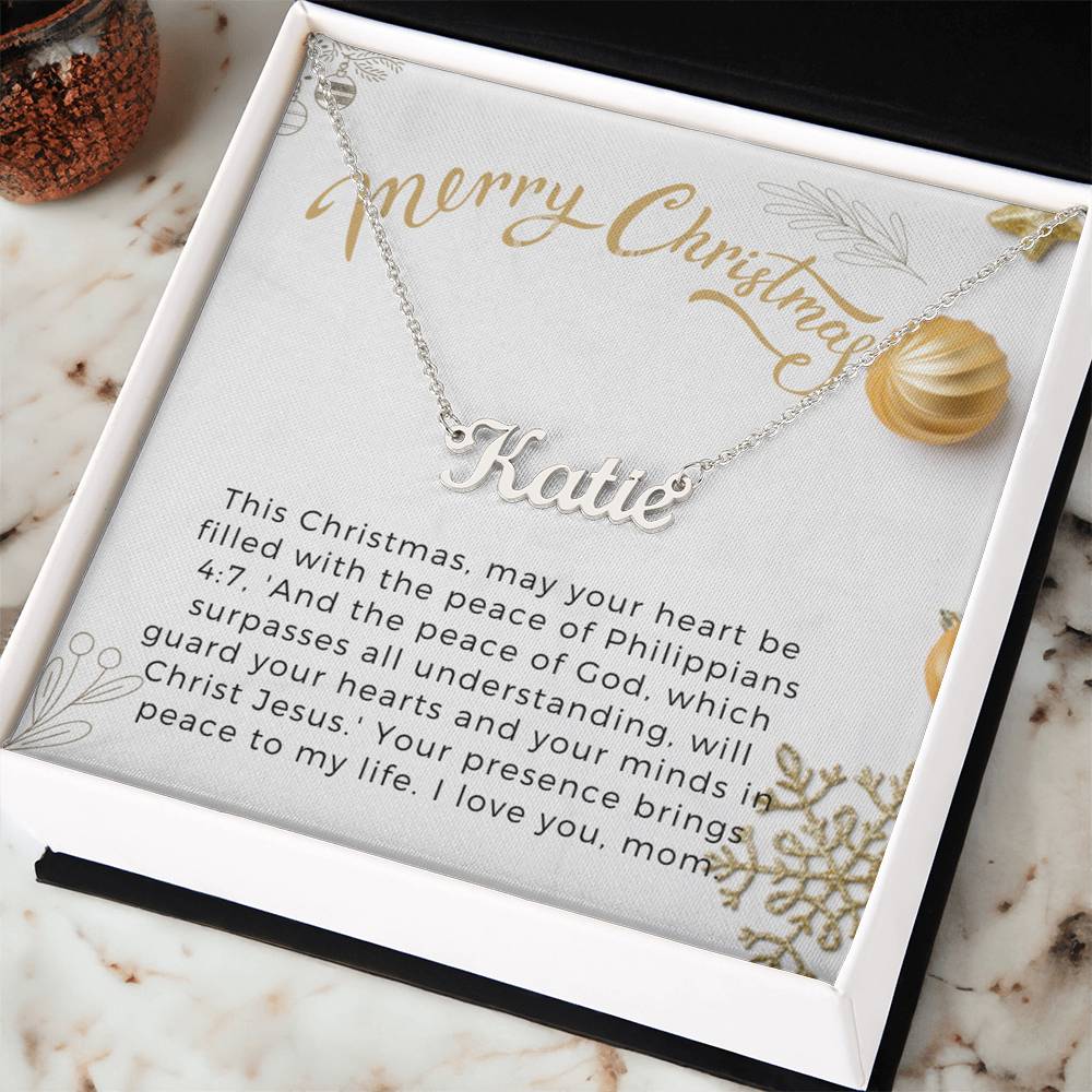 Personalised Name Necklace For Mom ~Philippians 4:7~ (Horizontal)