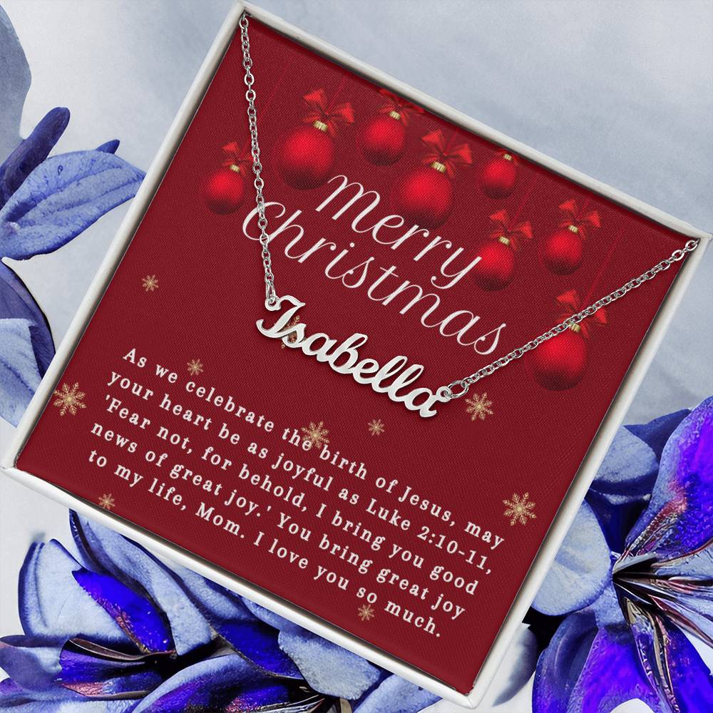Personalised Name Necklace For Mom ~Luke 2:10-11~ (Horizontal)