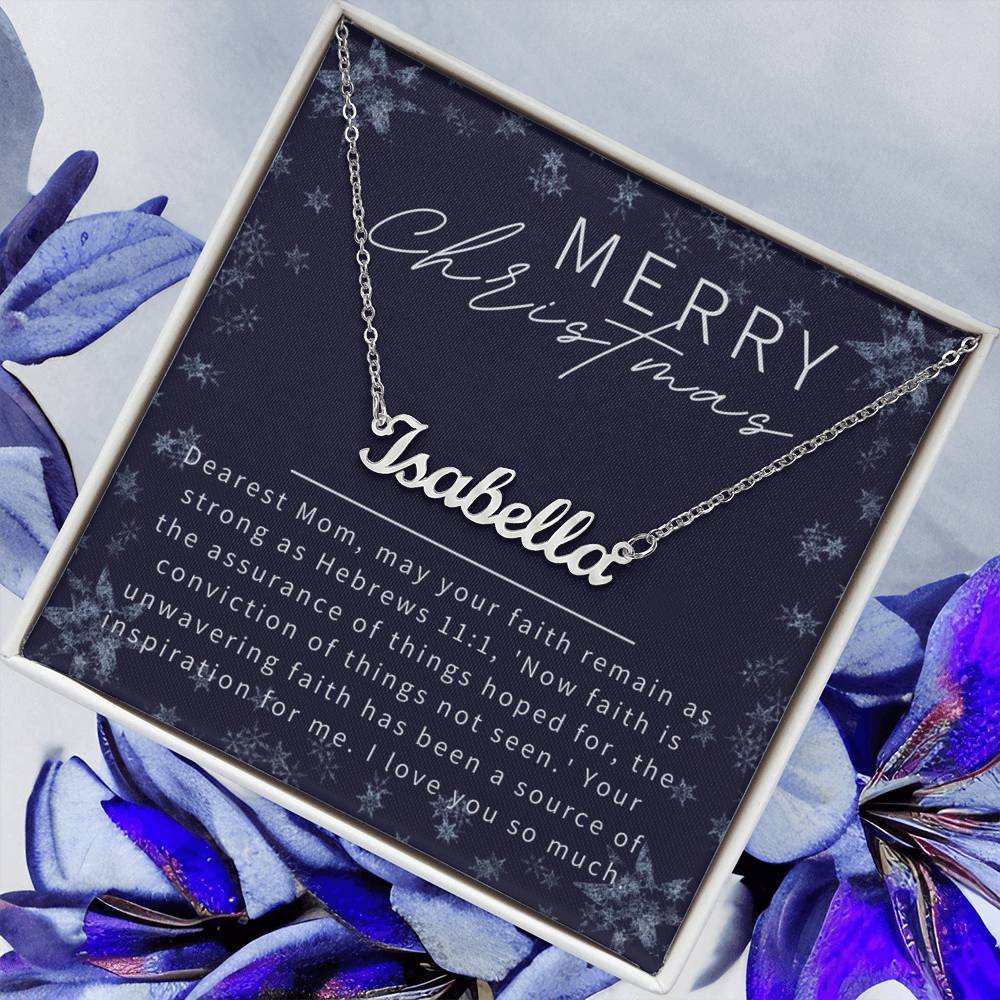 Personalised Name Necklace For Mom ~Hebrews 11:1~ (Horizontal)