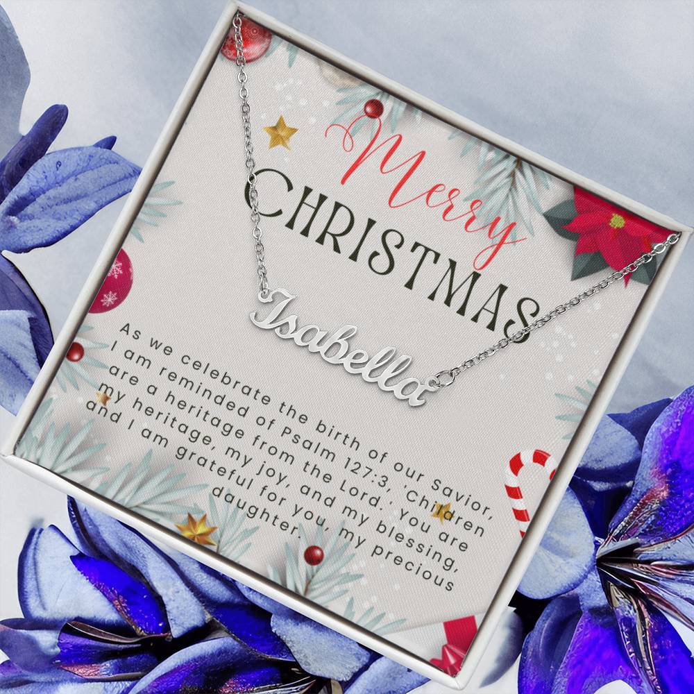 Personalised Name Necklace For Daughter ~Psalm 127:3~ (Horizontal)