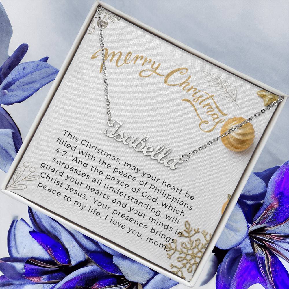 Personalised Name Necklace For Mom ~Philippians 4:7~ (Horizontal)