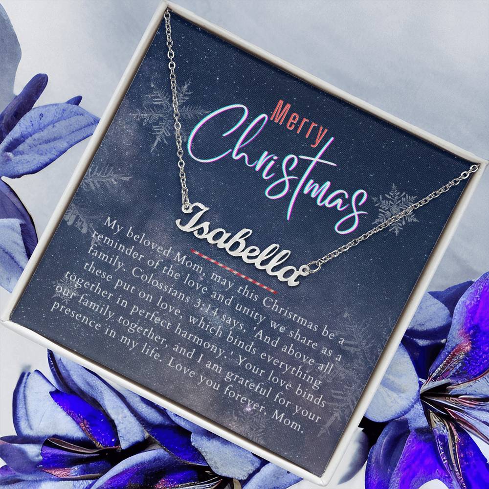 Personalised Name Necklace For Mom ~Colossians 3:14~ (Horizontal)