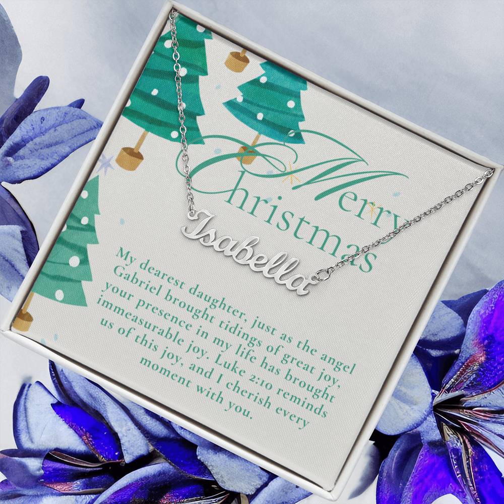 Personalised Name Necklace For Daughter ~Luke 2:10~ (Horizontal)