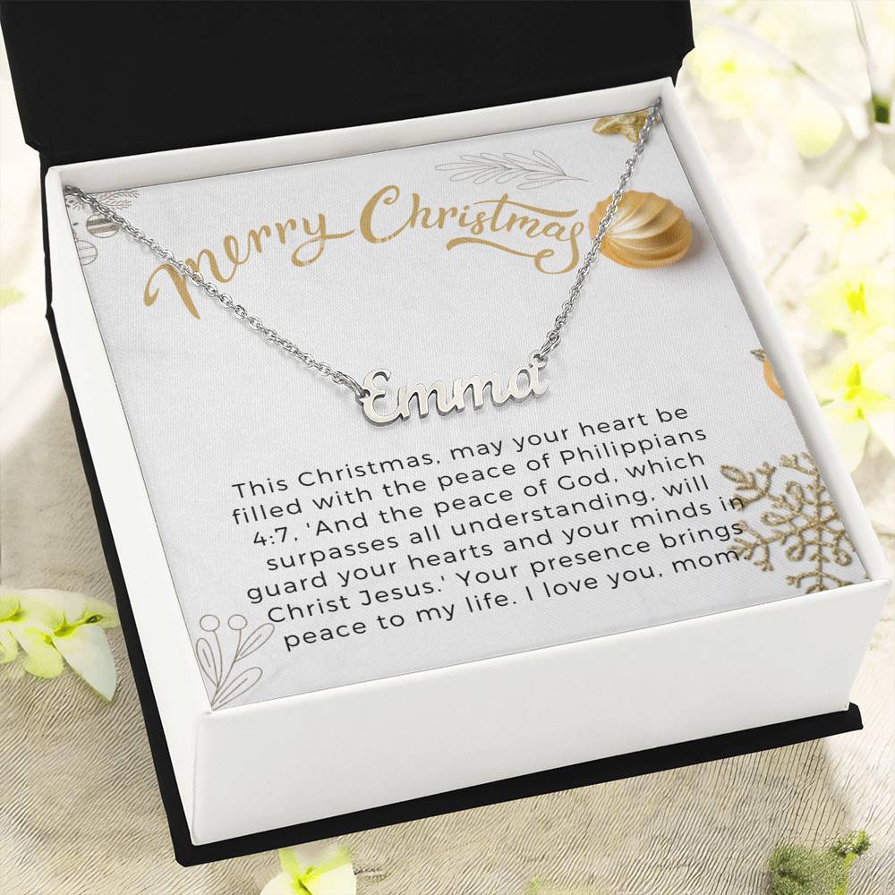 Personalised Name Necklace For Mom ~Philippians 4:7~ (Horizontal)