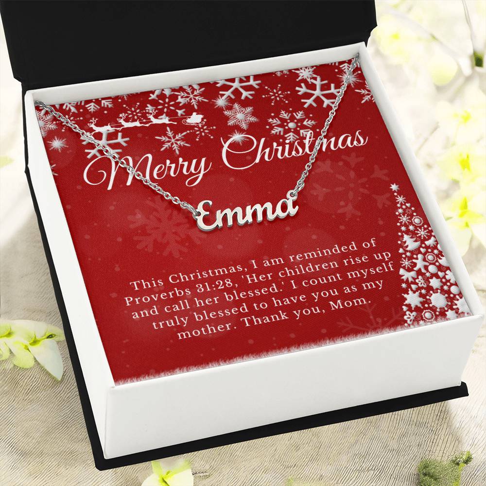 Personalised Name Necklace For Mom ~Proverbs 31:28~ (Horizontal)